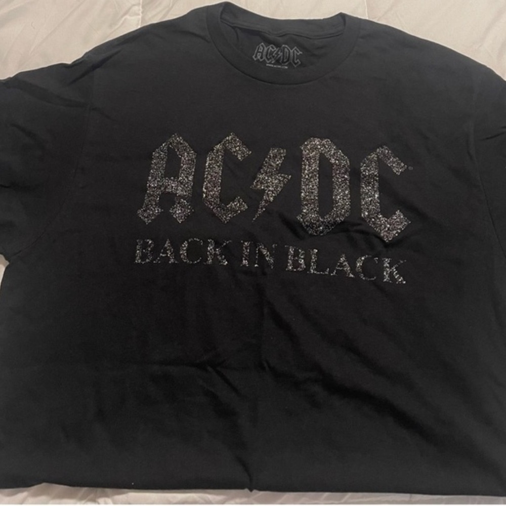ACDC BLACK GLITTER GRAPHIC TEE - Picture 2 of 3
